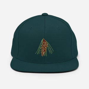 Maine Pinecone state wild flower embroidered Snapback Hat