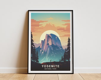 Yosemite Half Dome Poster: National Park Travel Art Print
