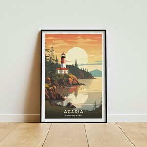 Acadia National Park, National Park Print,Travel Poster, Wall Art, Home Decor, National Park Gift, Acadia Poster, Acadia Lighthouse