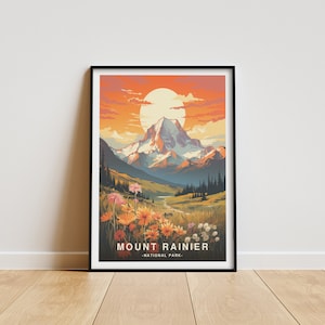Mount Rainier National Park, National Park Print,Travel Poster, Wall Art, Home Decor, National Park Gift, Mount Rainier Poster