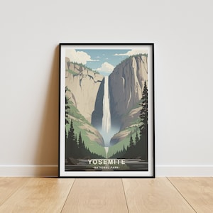 Yosemite National Park, National Park Print,Travel Poster, Wall Art, Home Decor, National Park Gift, Yosemite Falls Poster