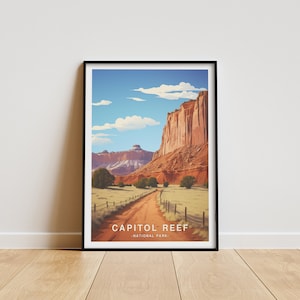 Capitol Reef National Park, National Park Print, Travel Poster, Wall Art, Home Decor, National Park Gift, Capitol Reef Poster