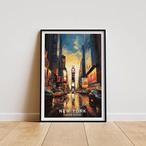 New York Travel Poster, Times Square Poster, Vintage USA Wall Art Print, NYC Home Decor, New York Gift