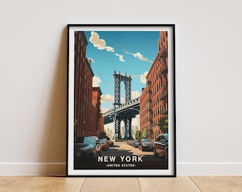 Brooklyn Bridge Poster: Vintage New York City Travel Print