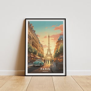 Paris Reise Poster, Eifel Turm Sonnenuntergang Poster, Frankreich Reise Poster, Paris Wandkunst, Wohnkultur, Paris Geschenk