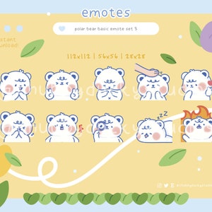 10 Cute Polar Bear Emotes Pack 3 for Twitch & Discord, Polar Bear Emotes, Cute Emotes, Twitch Emotes, Premade Emotes