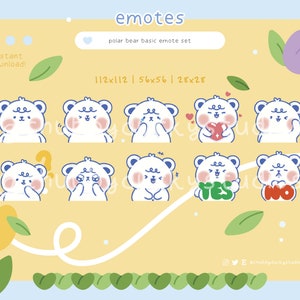 10 Cute Polar Bear Emotes Pack 1 for Twitch & Discord, Polar Bear Emotes, Cute Emotes, Twitch Emotes, Premade Emotes