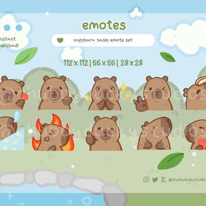 Capybara Basic Emote Pack for Twitch & Discord (Digital Download)