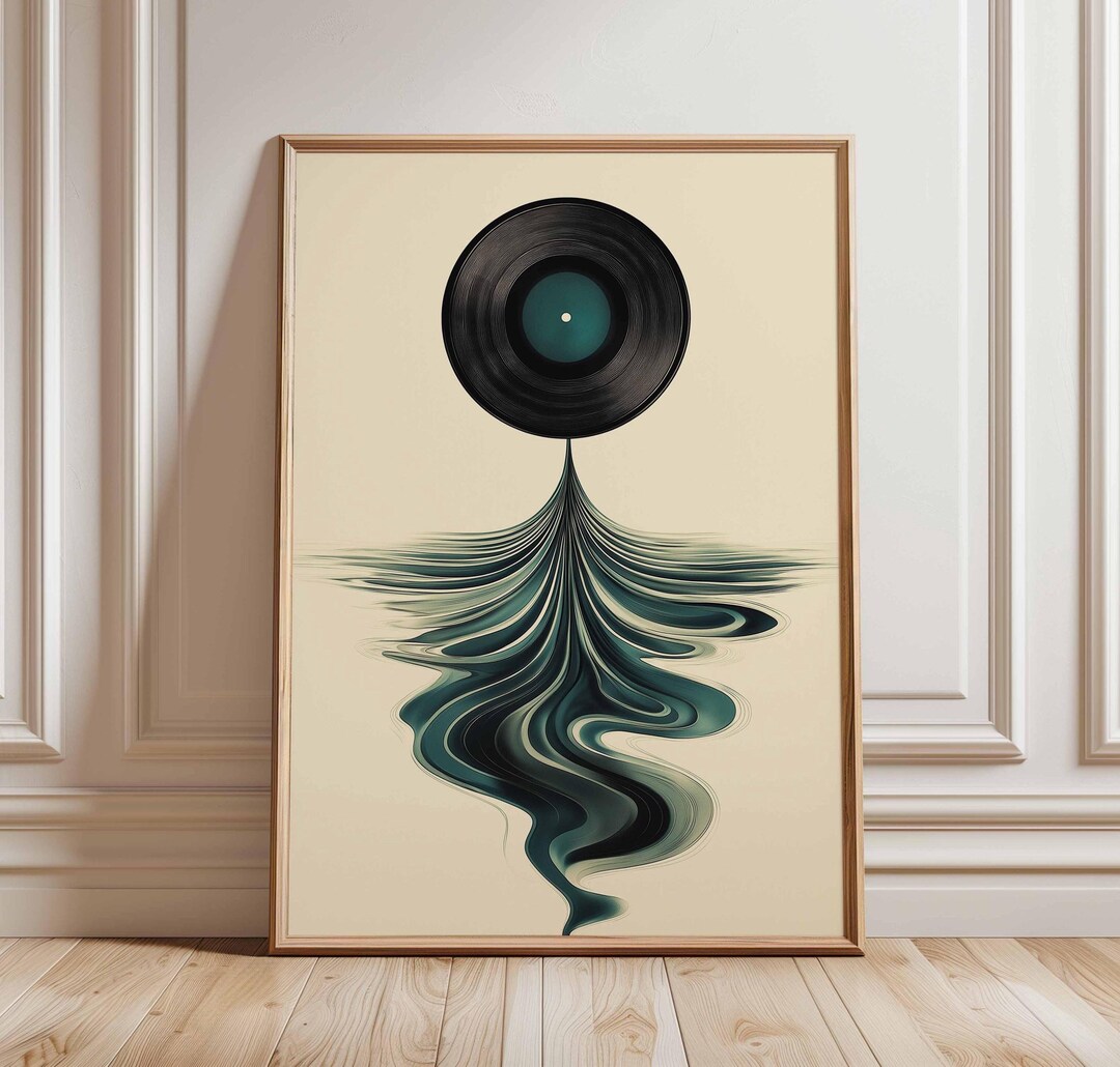 Pôster de disco de vinil abstrato – Arte musical moderna, design retrô ...