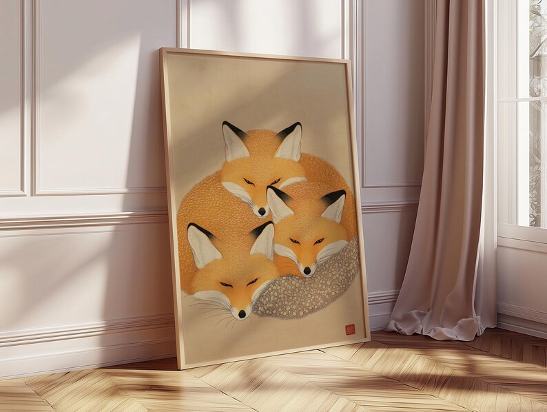 Sleeping Fox Poster | Cute Animal Wall Art | Woodland Nursery Print ...