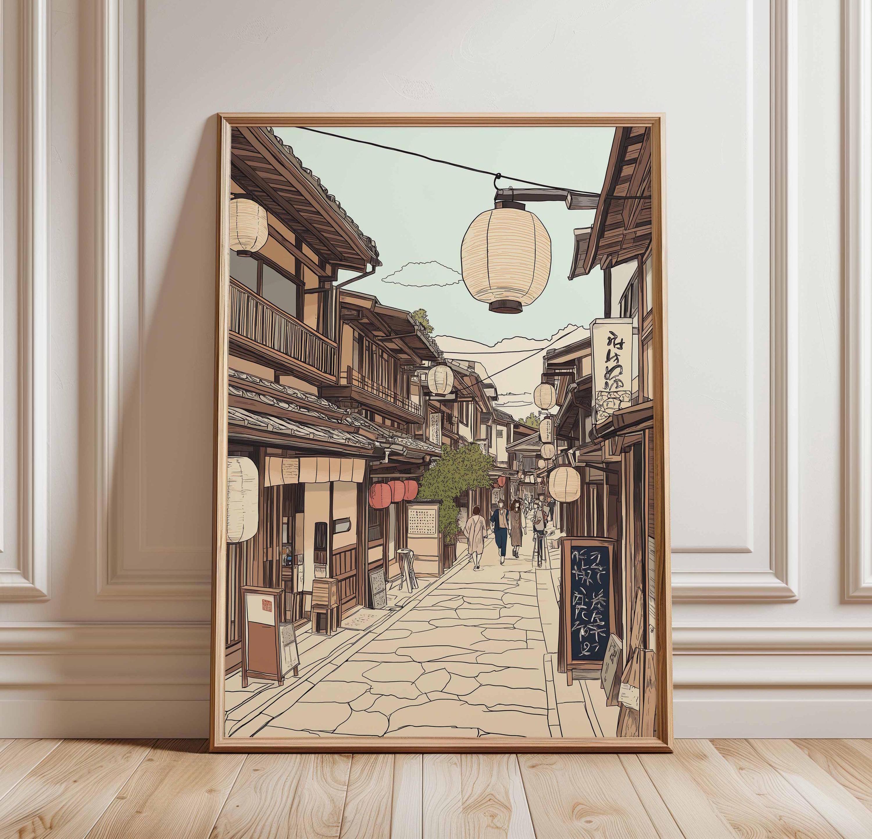 Japanese Street Poster, Tokyo City Art Print, Traditional Japanese