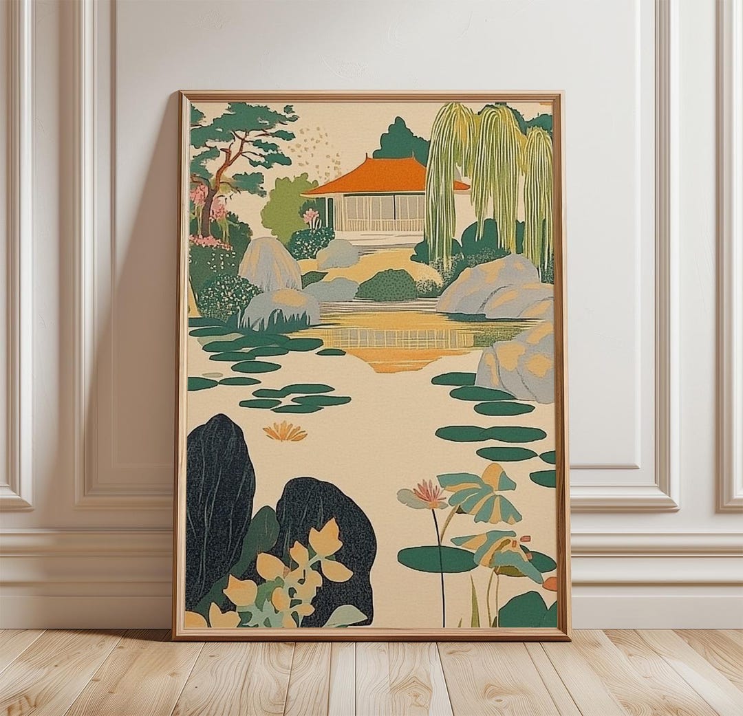 Japanese Garden Poster | Zen Landscape Wall Art | Asian Nature Scenic ...