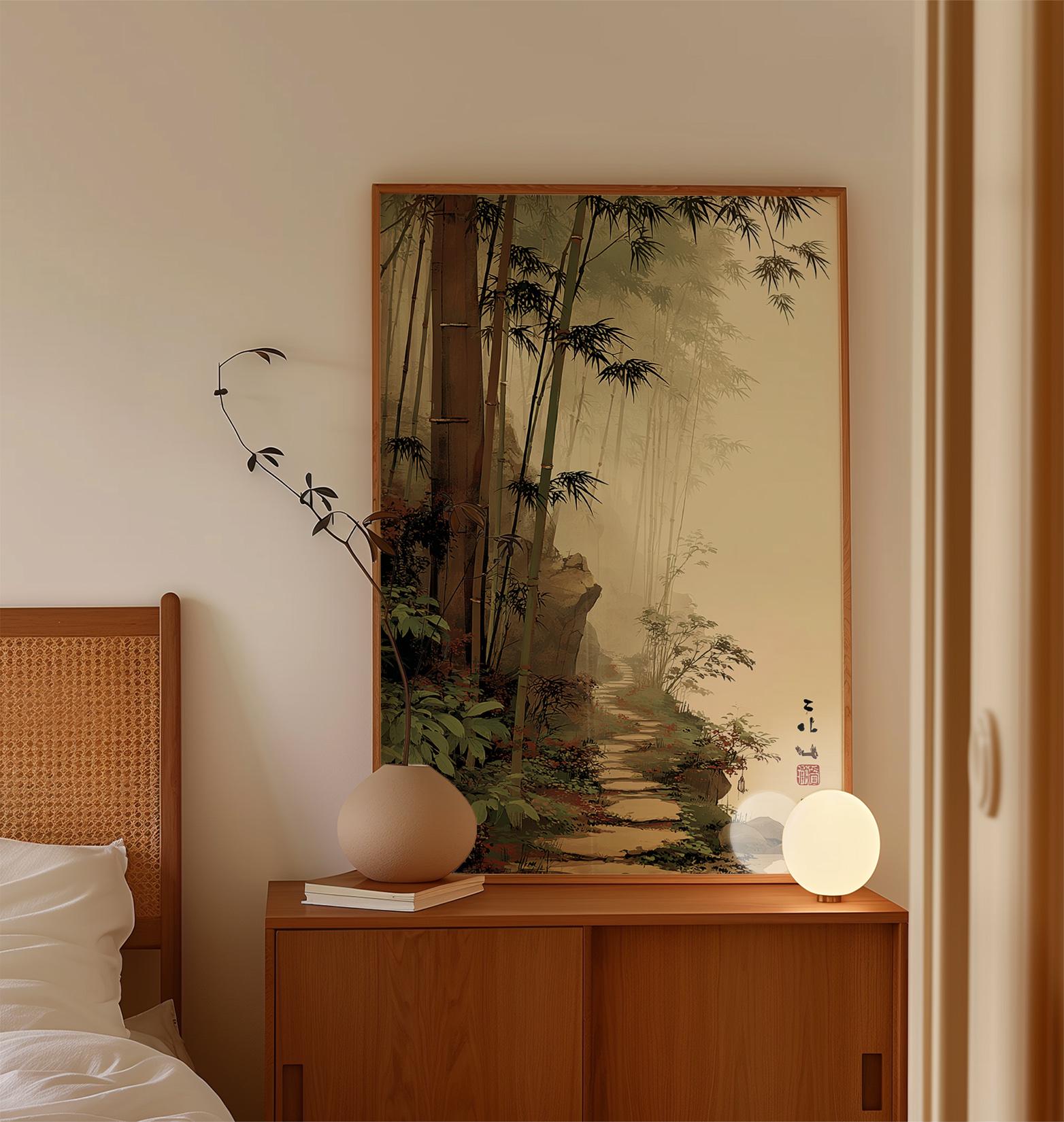 Japanese Bamboo Forest Poster Print | Misty Zen Landscape Art ...