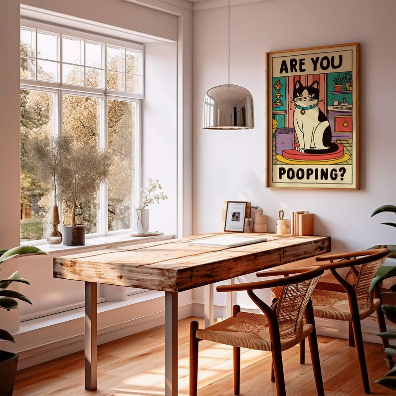 Funny Cat Bathroom Poster | Are You Pooping Print | Humorous Toilet ...