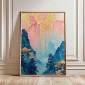 Arte mural japonés, lámina de naturaleza japonesa, póster de Katsushika Hokusai, decoración japonesa, decoración oriental, lámina de naturaleza, arte mural botánico