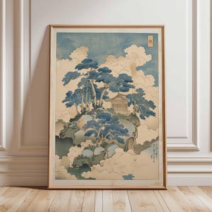 Japanese Woodblock Print Poster, Vintage Asian Wall Art, Traditional Ukiyo-e Landscape Painting, Oriental Home Decor, Zen Nature Art Print