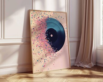 アート・デザイン・音楽 ART & DECORATION No. 17 ビニールレコードアートポスター、カラフルな音楽の壁飾り、抽象的な