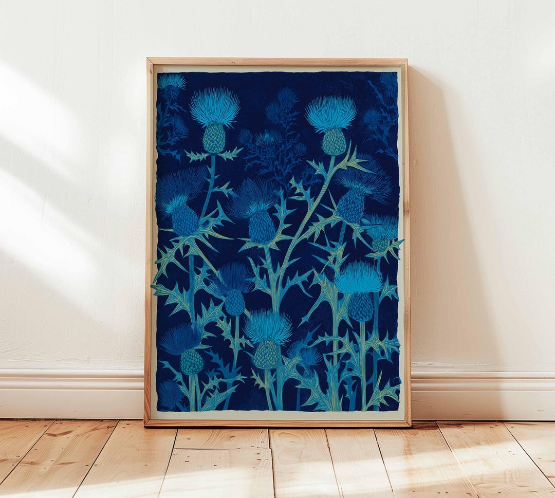 Blue Thistle Wall Art Print Botanical Flower Poster Scottish blue-thistle-wall-art-print-botanical-flower-poster-scottish