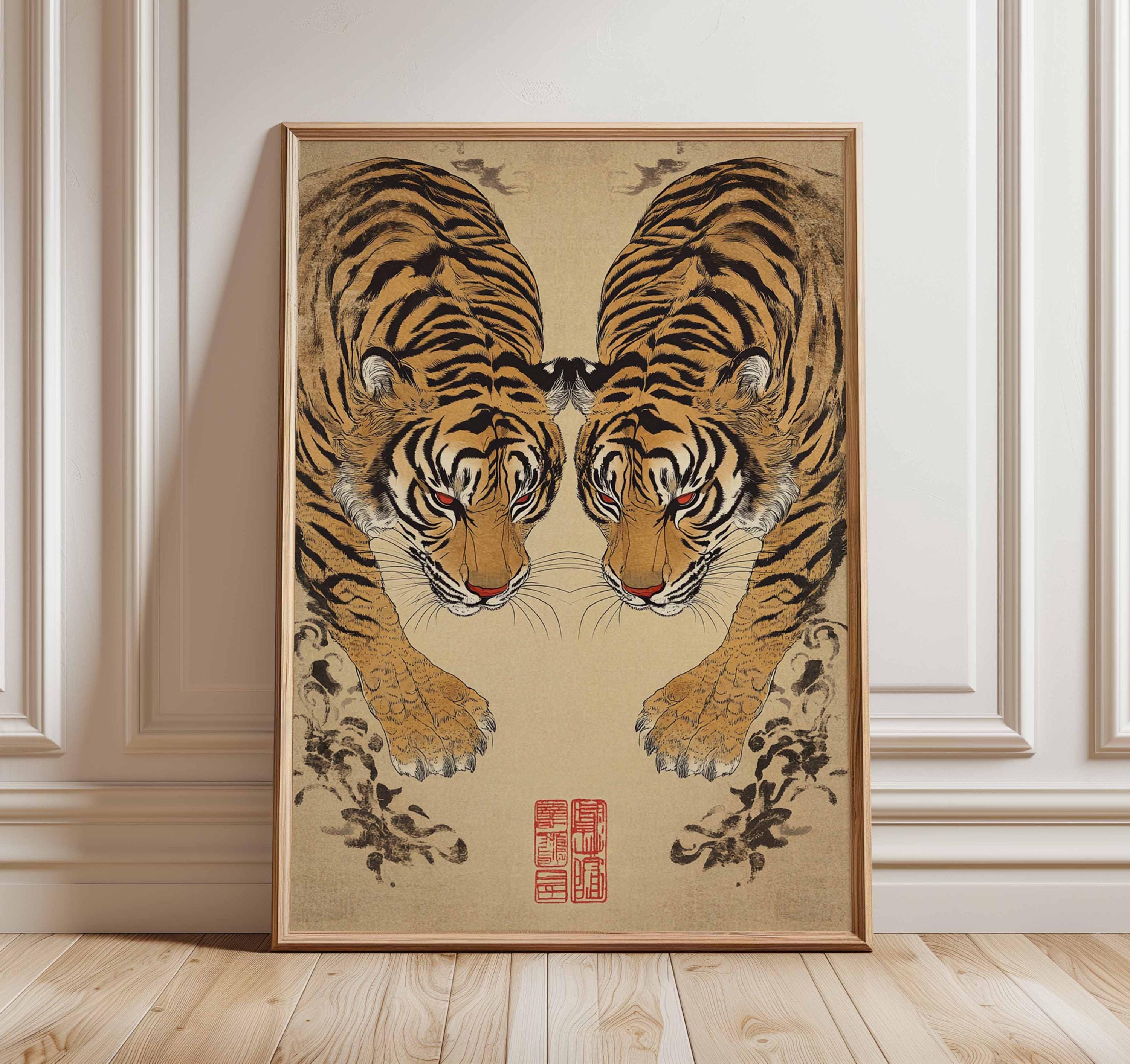 Japanese Tiger Poster, Vintage Asian Wall Art Print, Traditional ...
