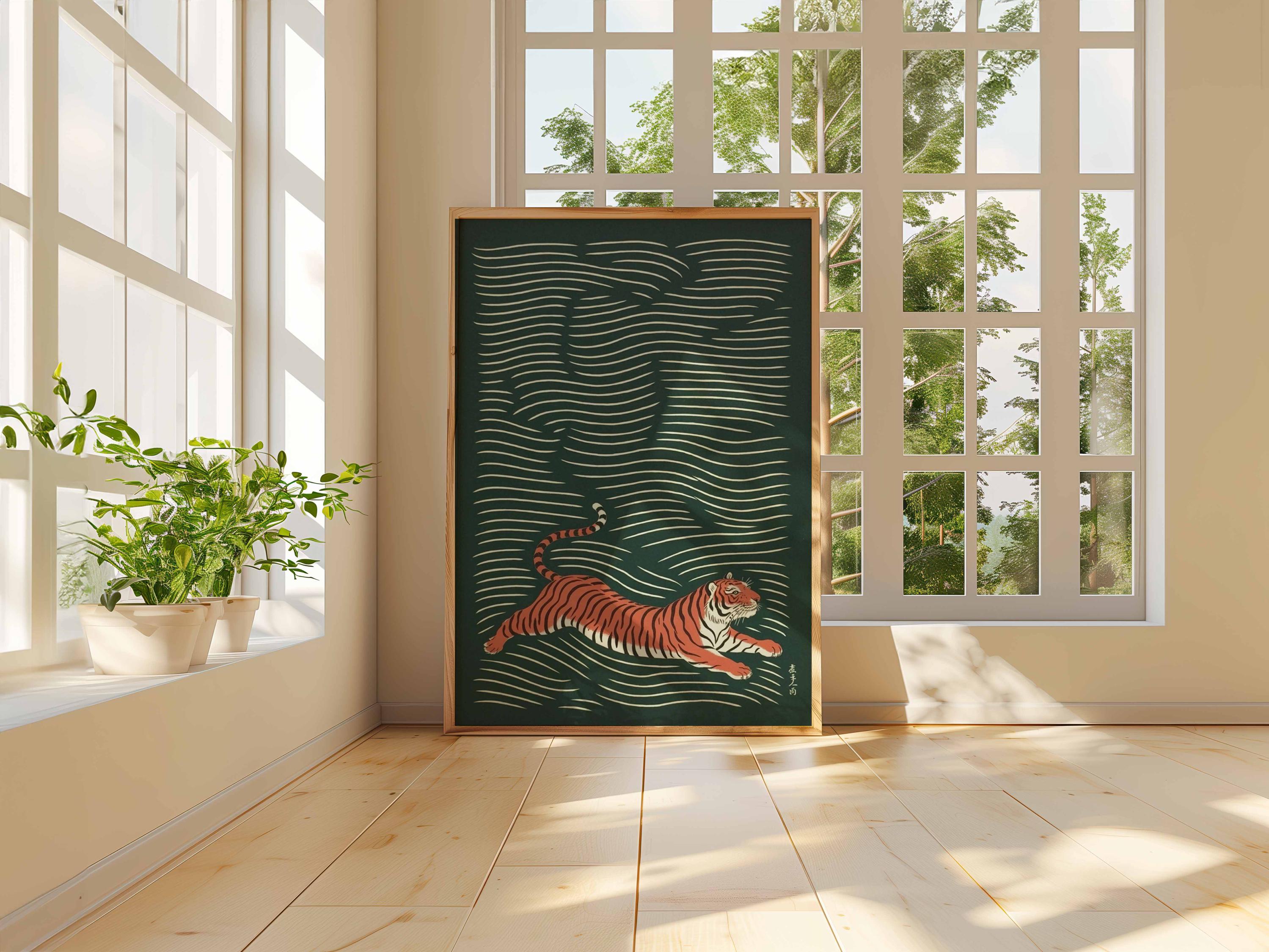 Japanese Tiger Poster – Vintage Asian Wall Art Print, Traditional