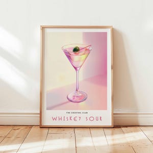 Whiskey Sour Cocktail Print, Retro Cocktail Print, Bar Cart Wall Art, Classic Cocktail Wall Art, Minimalist Alcohol Art, Bar Cart Decor