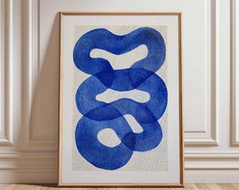 Póster de líneas azules abstractas, arte mural moderno, impresión geométrica, decoración minimalista, diseño abstracto azul, arte contemporáneo, arte mural con estilo.