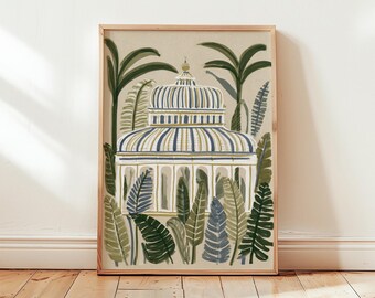 Tropical Conservatory Poster, Botanical Wall Art, Paper Print