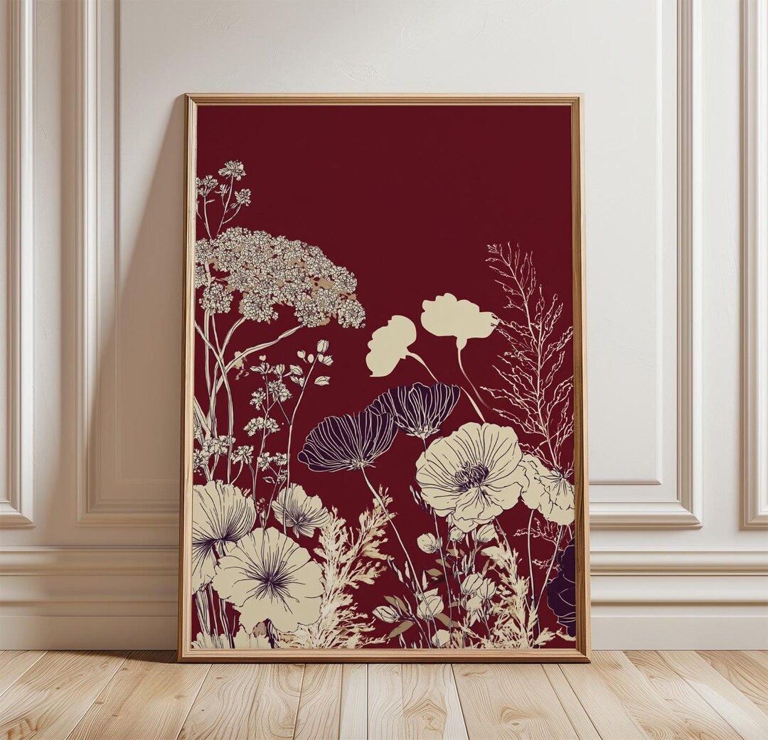 Wildflower Poster, Botanical Wall Art Print, Minimal Floral ...
