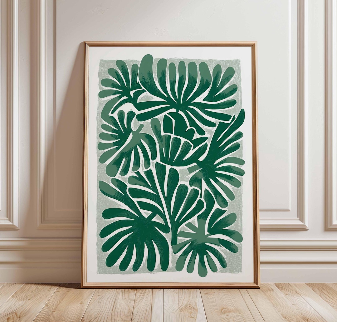Green Leaf Wall Art Print, Modern Botanical Poster, Minimalist Tropical ...