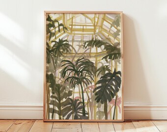 Tropical Greenhouse Poster, Botanical Wall Art, Paper Print