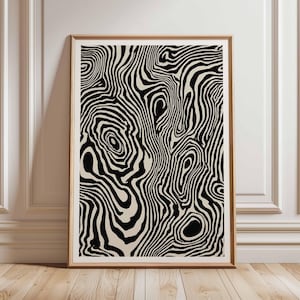 Abstract Zebra Print Poster, Modern Black and White Wall Art, Bold Animal Pattern Design, Contemporary Graphic Home Decor