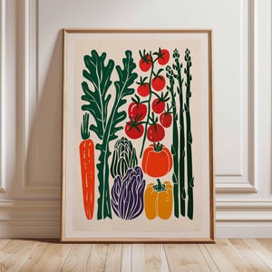 Vegetable Kitchen Poster, Modern Farmhouse Wall Art, Botanical Vegetable Print, Scandinavian Style Kitchen Decor, Garden Veggie Artwor
