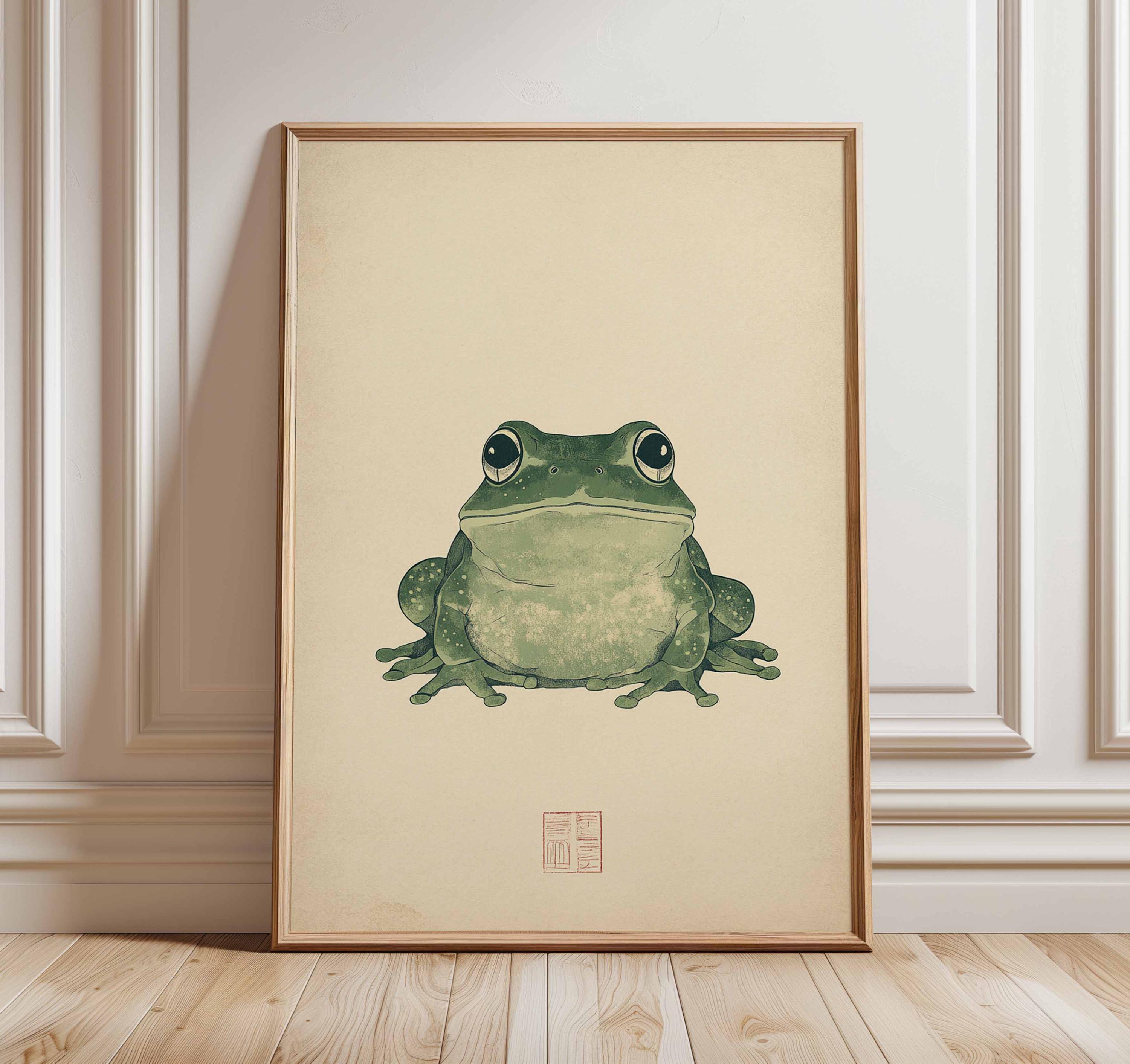 Japanese Frog Wall Art, Vintage Style Animal Poster, Traditional