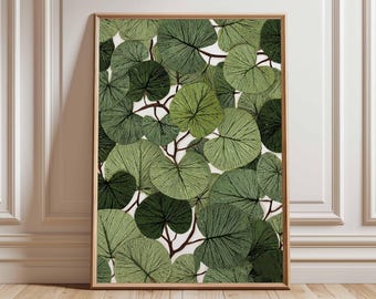 Botanical Wall Art, Green Leaf Poster, Modern Nature Print, Minimalist Plant Illustration, Jungle Leaf Artwork, Tropical Home Decor