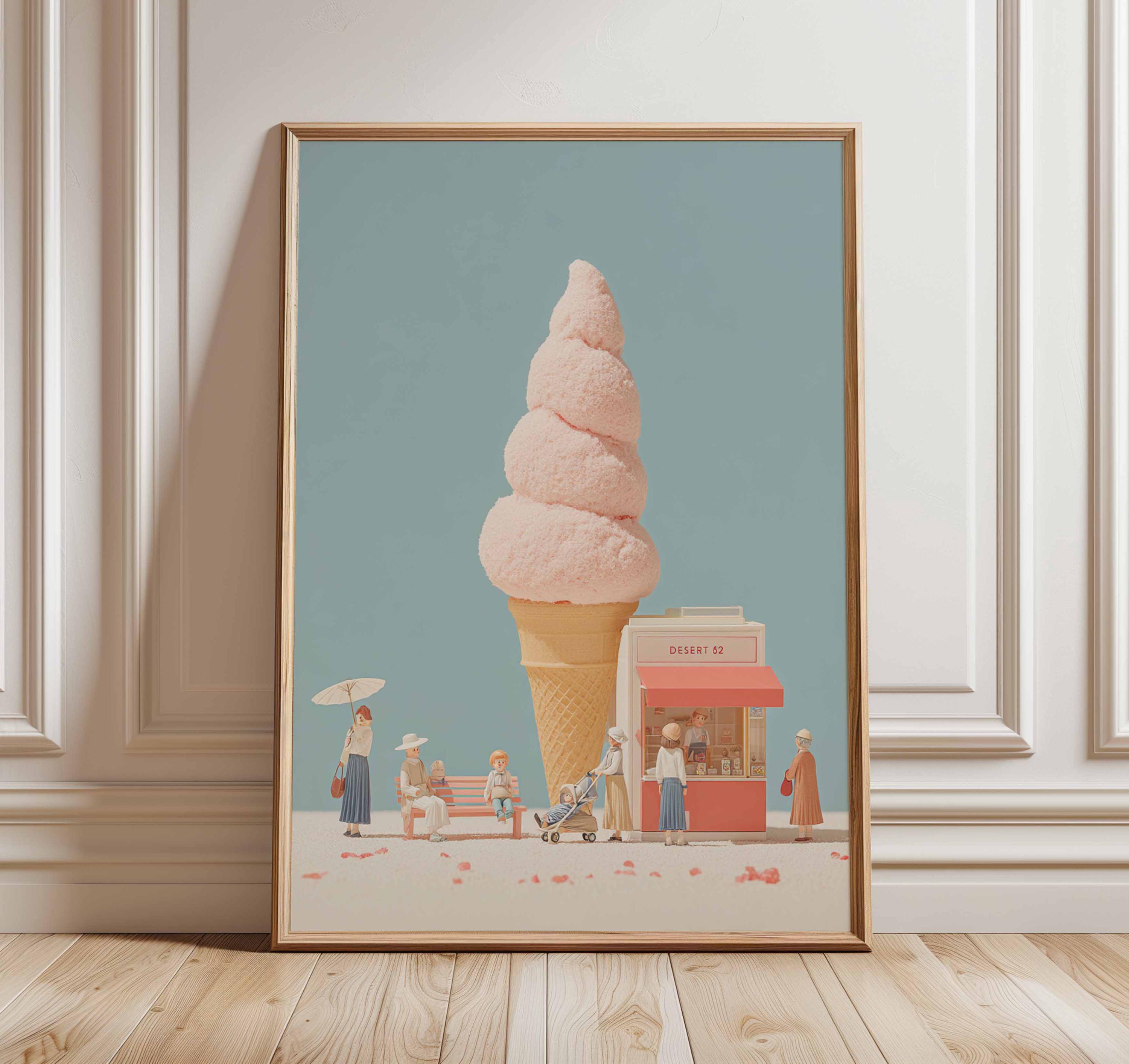 Surreal Ice Cream Wall Art Print Retro Pop Art Poster Whimsical