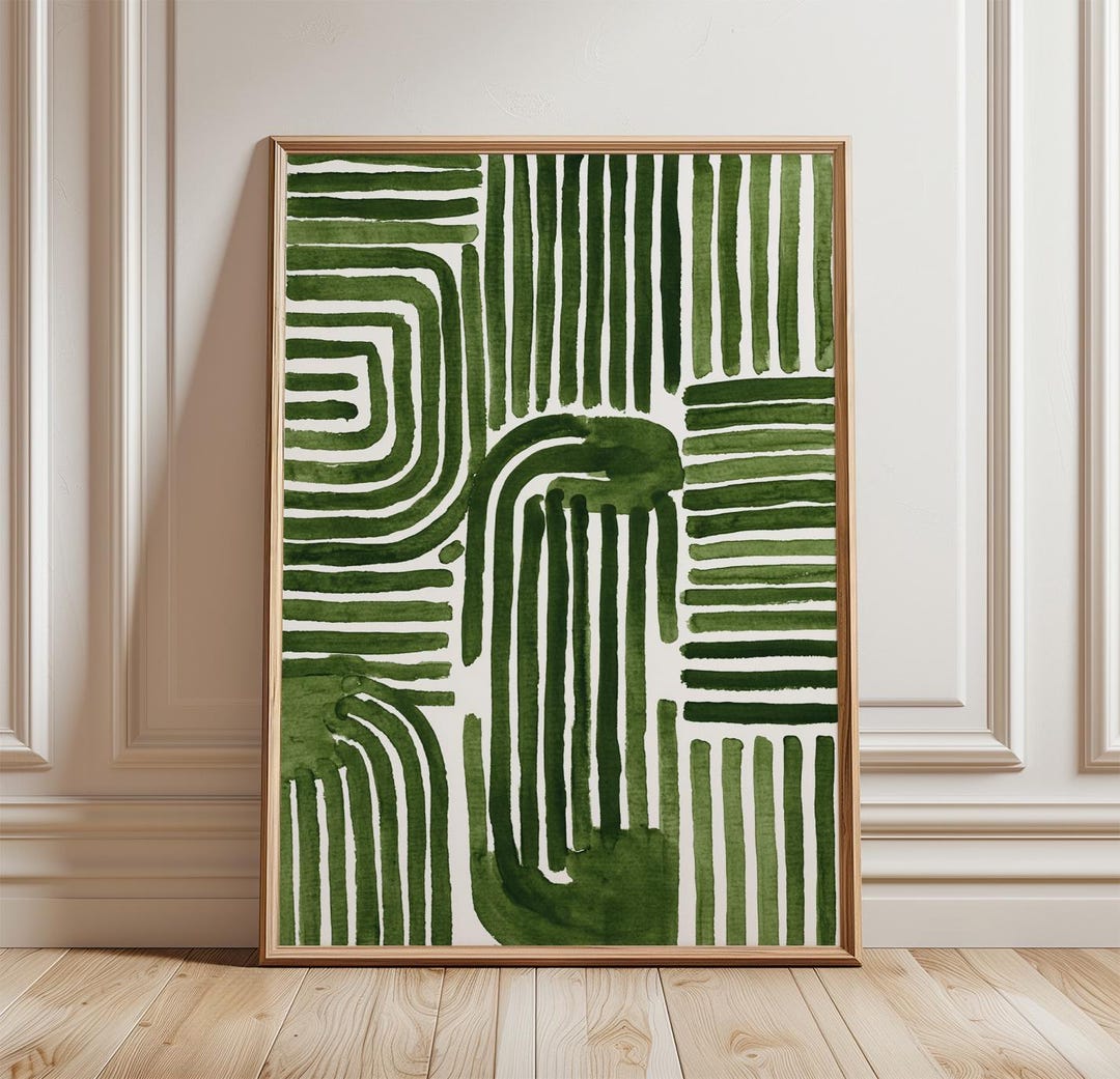 Green Abstract Botanical Wall Art Poster Modern Nature Print Minimal ...