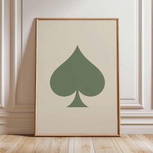 Ace of Spades Poster, Minimalist Playing Card Wall Art, Retro Poker Decor, Mid Century Modern Casino Style Print