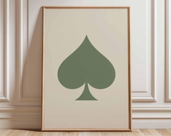 Ace of Spades Poster, Minimalist Playing Card Wall Art, Retro Poker Decor, Mid Century Modern Casino Style Print