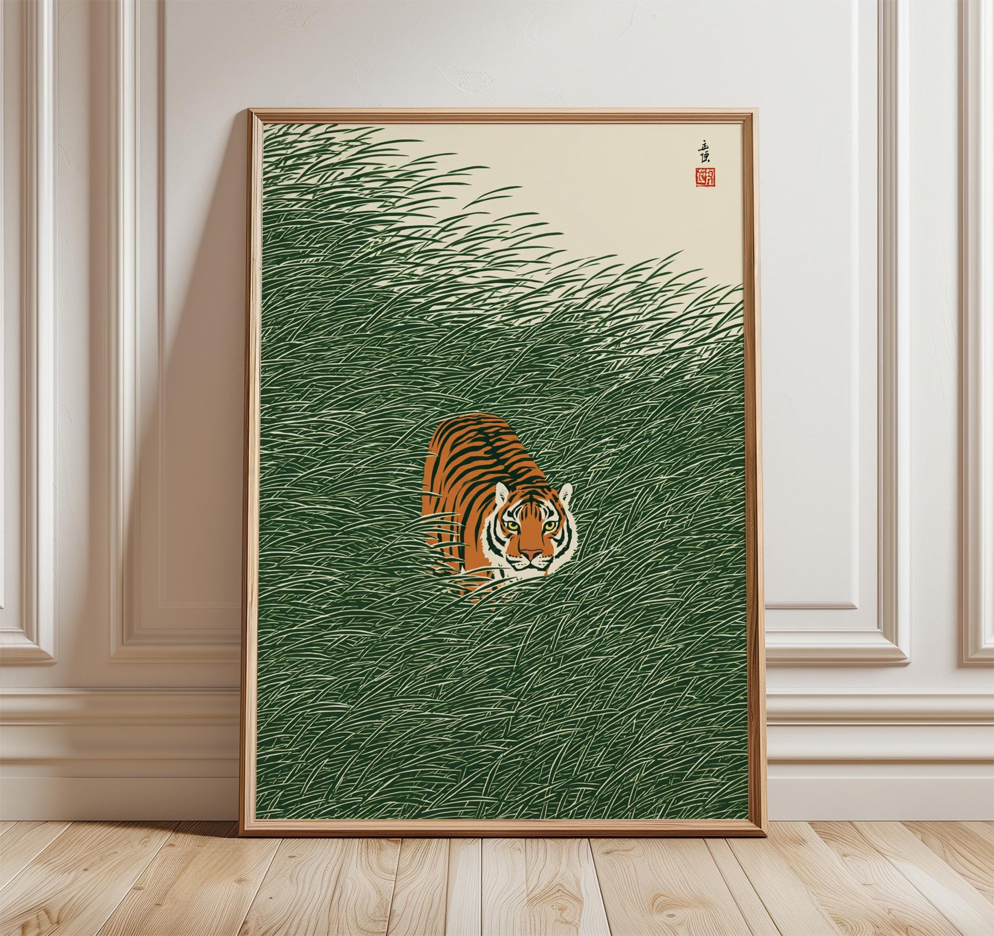Tiger In Reeds Tiger in Reeds Poster, Japanese Style Nature Print - Etsy
