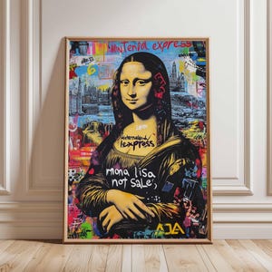 Mona Lisa Graffiti Wall Art – Pop Culture Poster, Street Art Mona Lisa, Colorful Mona Lisa Print, Modern Pop Art, Mona Lisa Poster
