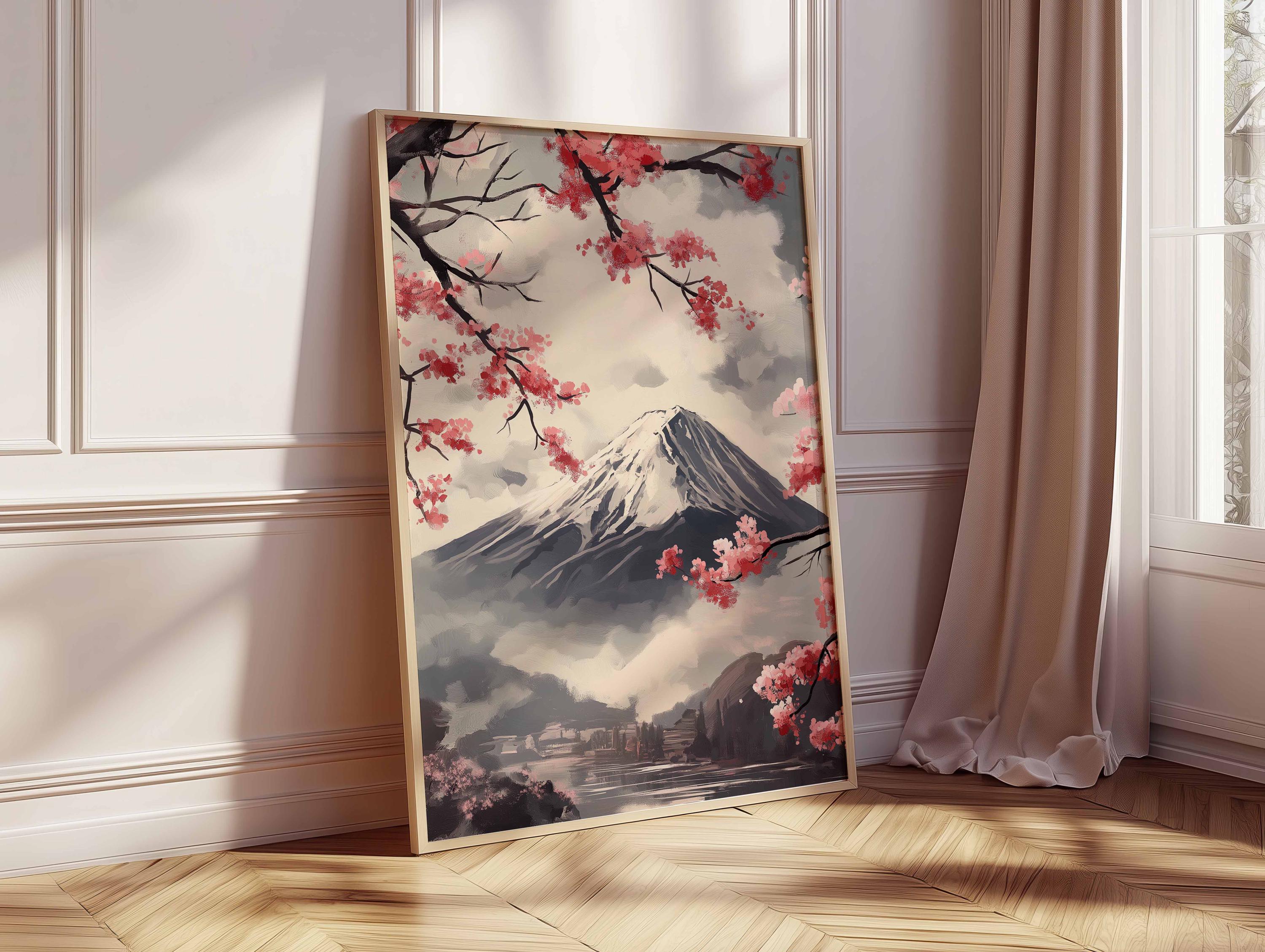 Mount Fuji Cherry Blossom Poster | Japanese Landscape Wall Art | Sakura ...