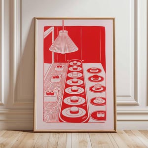 Sushi Poster, Japanese Food Wall Art, Conveyor Belt Print, Retro Kitchen Artwork, Asian Cuisine Decor, Modern Minimalist Poster, Dining Room