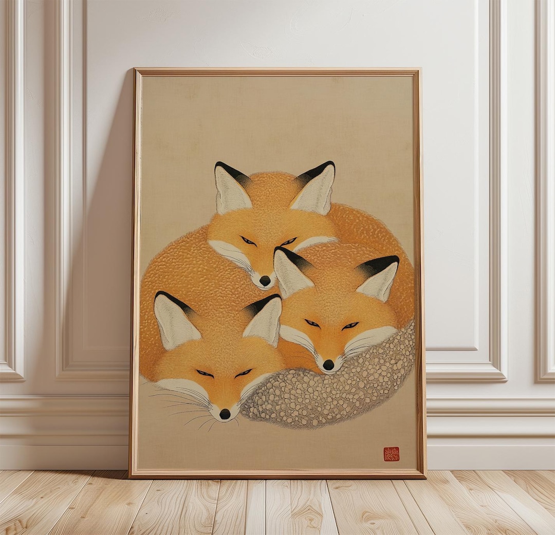 Sleeping Fox Poster | Cute Animal Wall Art | Woodland Nursery Print ...