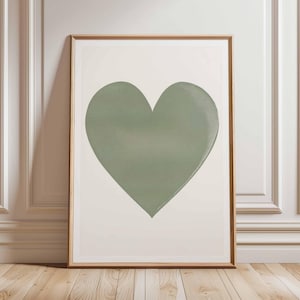 Heart Poster, Minimalist Wall Art Print, Retro Love Decor, Vintage Mid Century Modern Artwork, Romantic Abstract Home Wall Decoration
