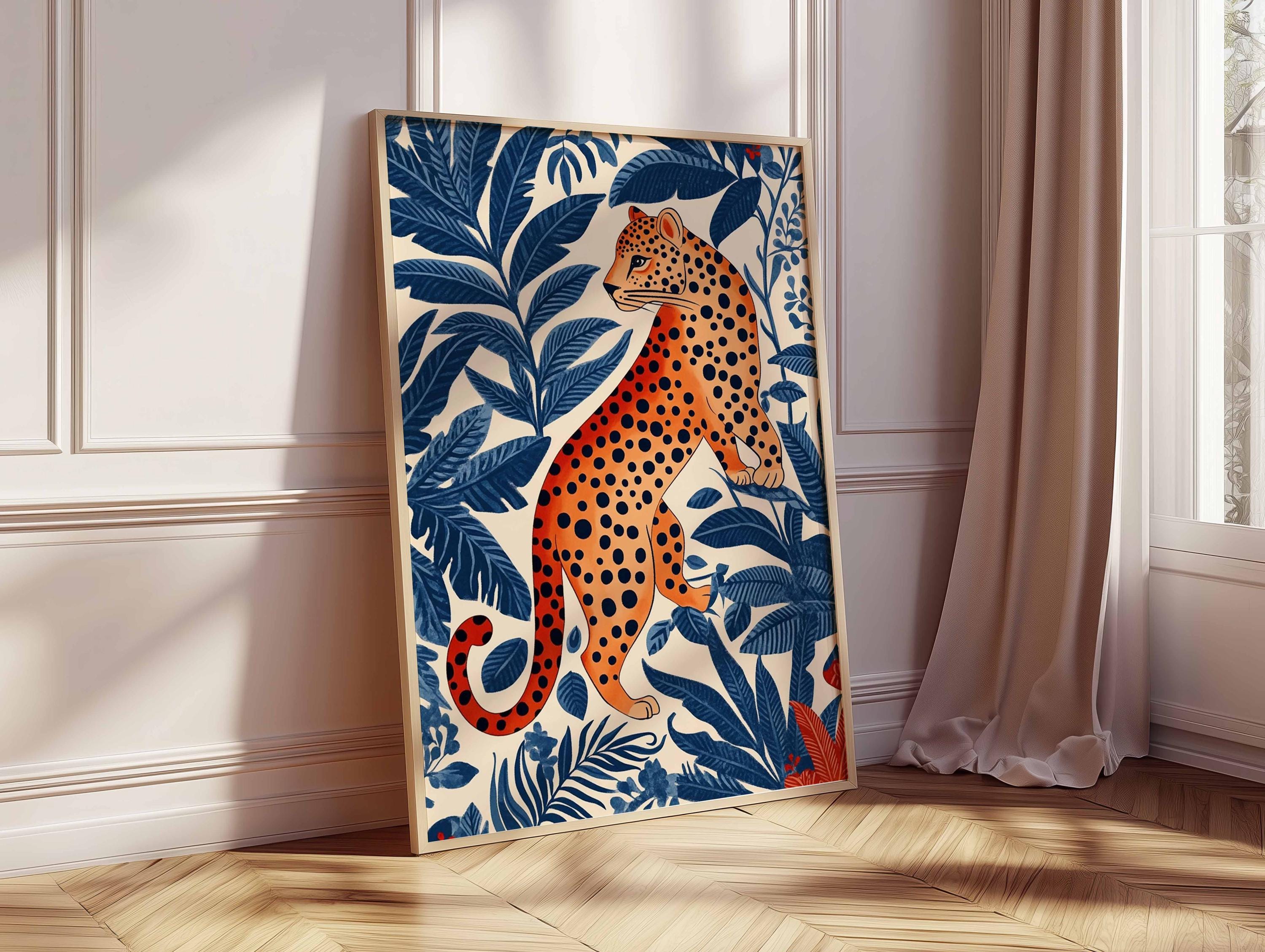 Leopard in Jungle Inspired Art Print – Bold Animal Poster, Stylized ...