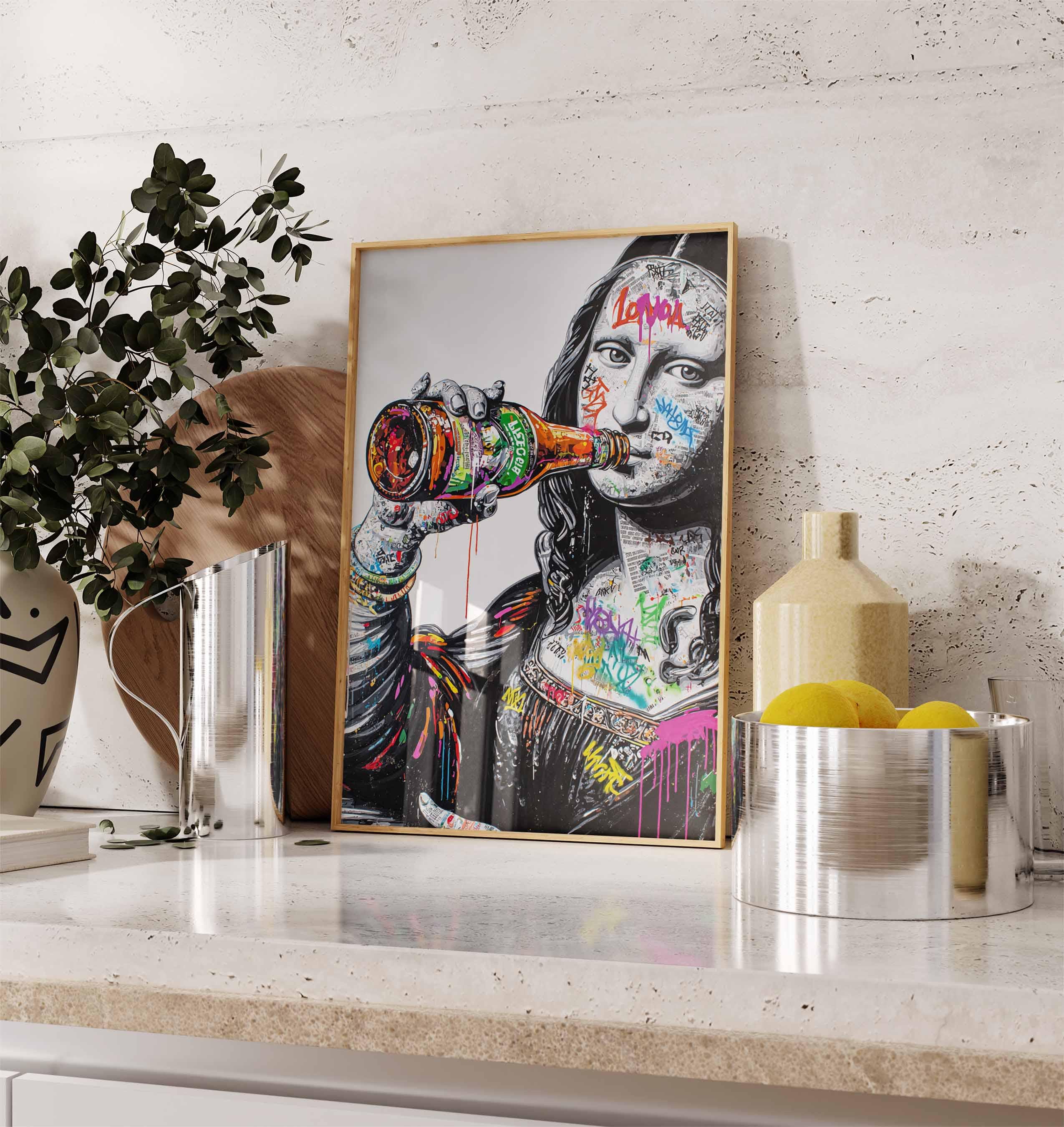 Mona Lisa Street Art Poster, Graffiti Style Pop Art Print With