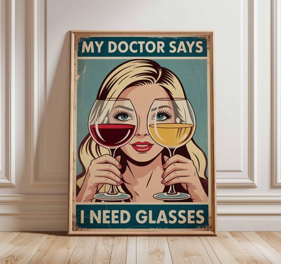 Funny Wine Poster, Retro Pop Art Wall Print, Vintage Bar Decor, Drinking Humor Artwork, Wine Lover Gift, Kitchen Wall Art