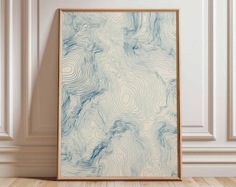 Topographic Map Wall Art Abstract Line Poster Minimalist Geography Print Modern Landscape Artwork Mountain Contour Decor Unframed