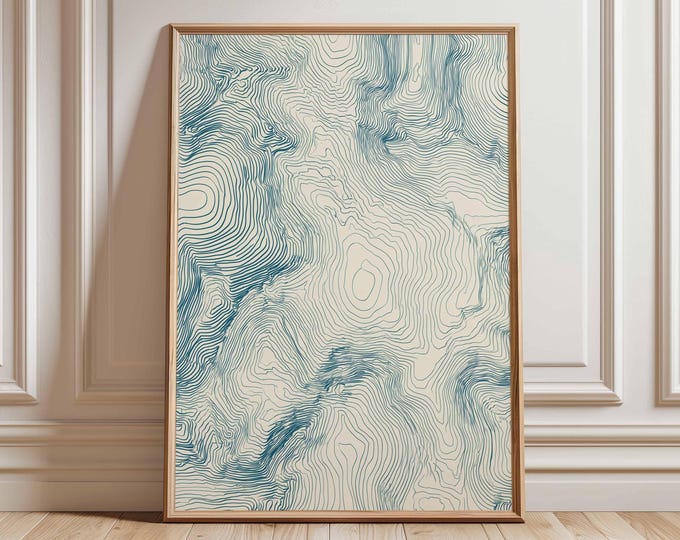 Topographic Map Wall Art Abstract Line Poster Minimalist Geography Print Modern Landscape Artwork Mountain Contour Decor Unframed