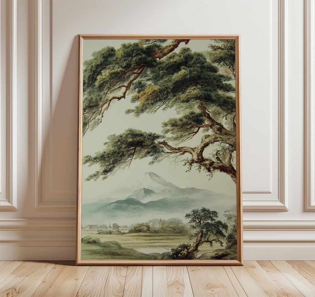 Mount Fuji Poster | Japanese Landscape Wall Art | Pine Tree Mountain ...